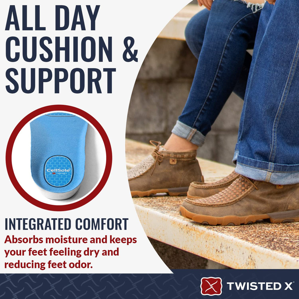 Twisted X CellSole air-blown PU material delivers durable, resilient comfort.
