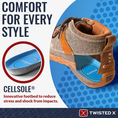 Twisted X CellSole arch and heel support helps relieve fatigue during standing tasks.