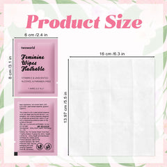 Each Twoworld wipe measures 5.5 by 6.3 inches for thorough cleansing