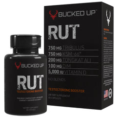 TyeinGo Bucked Up RUT bottle front view highlighting natural testosterone support and convenience