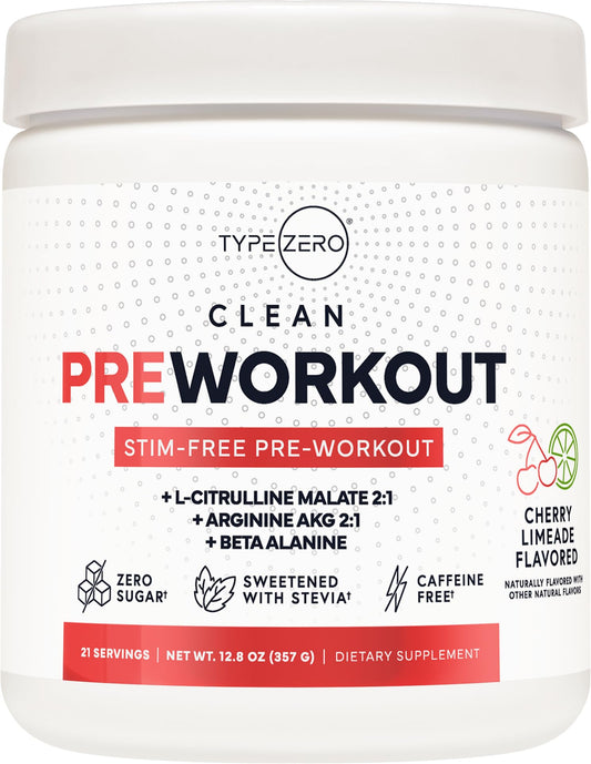 Type Zero Ultra Clean Pump bottle with Cherry Limeade flavor for stimulant-free workouts.