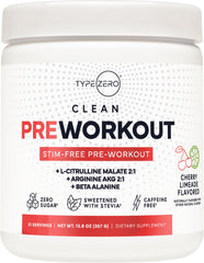 Type Zero Ultra Clean Pump bottle with Cherry Limeade flavor for stimulant-free workouts.