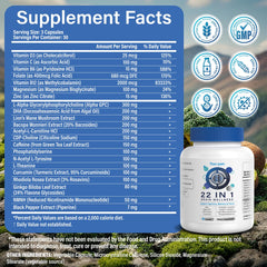 tzaxyan brain supplements 22-in-1 blend infographic highlights broad brain support