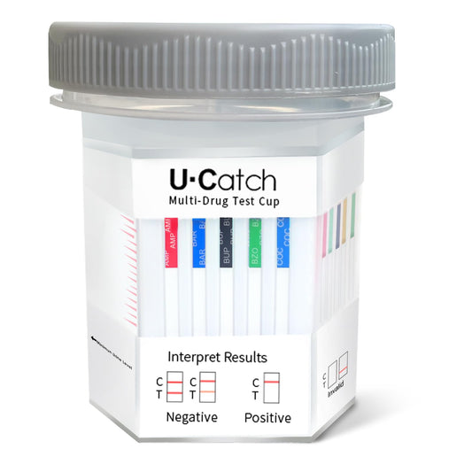 U-CATCH Plus 12-panel test cup for quick, multi-substance screening.