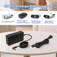 Side view of UAUSE AC adapter showing compact design for bedside use.