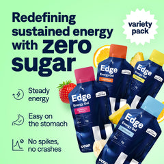 Closeup of a UCAN Edge 2 ounce gel packet for workouts