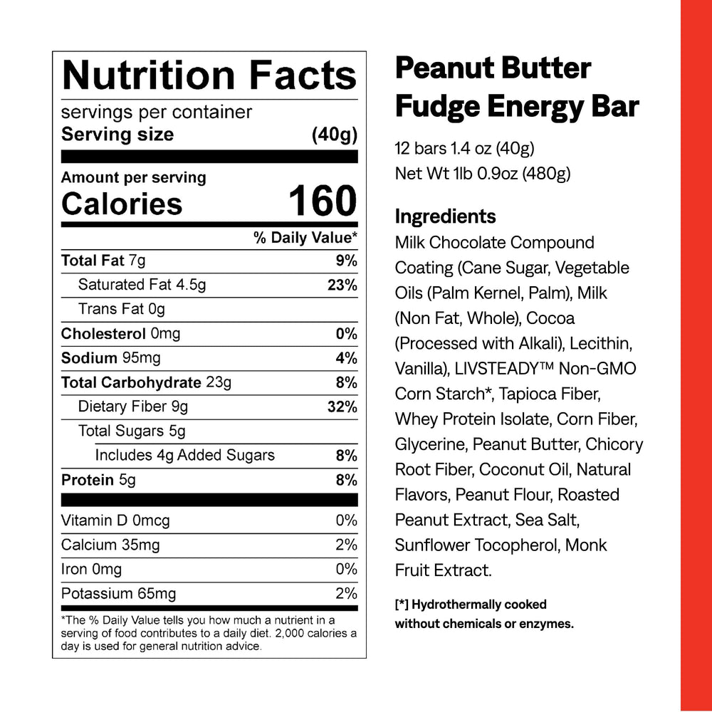 UCAN Energy Bar Peanut Butter Fudge packaging front showing natural ingredients.