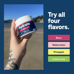 UCAN Hydrate pineapple drink in glass highlights keto-friendly hydration on the go