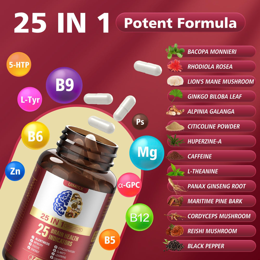 UIMISX bottle label detailing Alpha GPC and B vitamins.