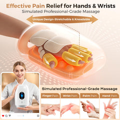 Uladis hand massager side view showing ergonomic wrap for all sizes.