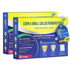 Two-box packaging of Ulensy corn remover pads for at-home use