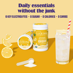 Scoop of Ultima Replenisher lemonade powder for easy serving.