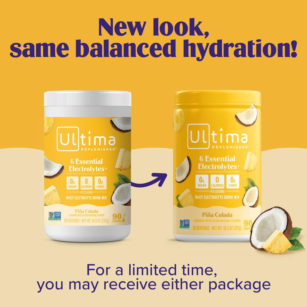 Six electrolytes with vitamin C and zinc blend in Ultima Replenisher.