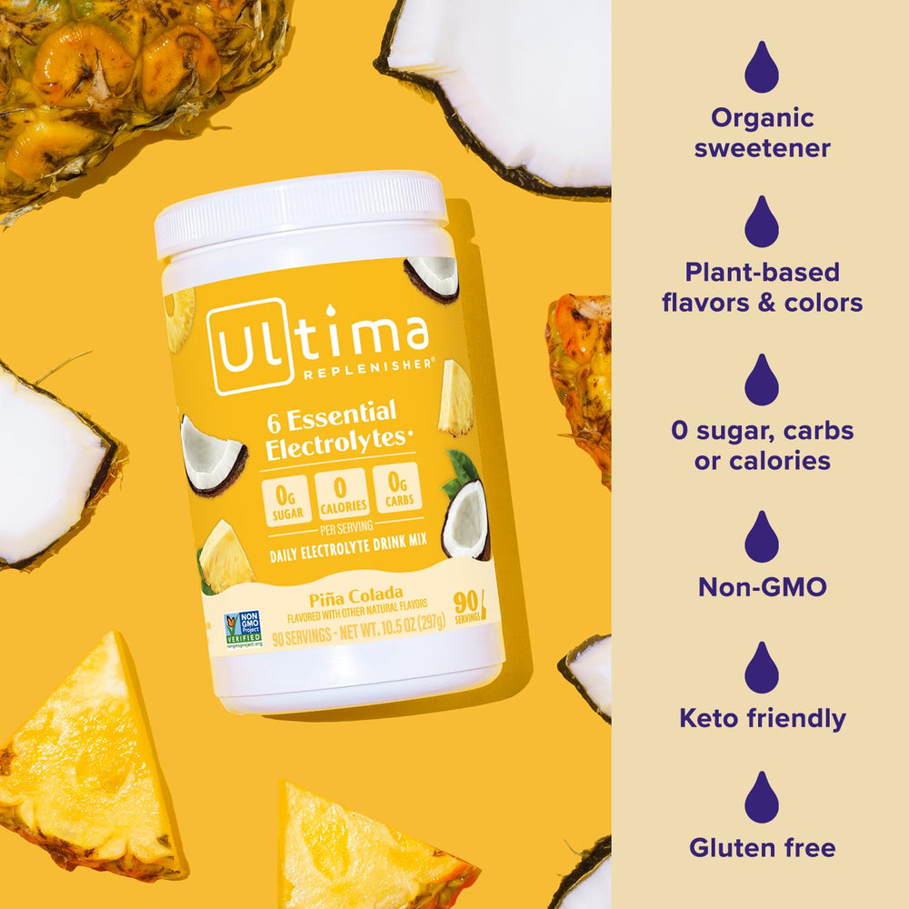Natural vitamin C and zinc boost in Ultima Replenisher for everyday hydration.