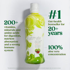 Ultimate Aloe strawberry-kiwi pour highlights smooth texture for easy mixing.