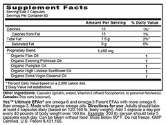 ULTIMATE EFAs YES label closeup highlights organic seed oil blend and toxin-free claim