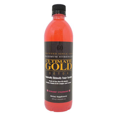 Ultimate Gold Detox Drink 20oz bottle with Screamin' Strawberry flavor for quick refreshment.