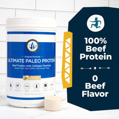 Close-up of grass-fed beef protein and collagen peptides in Ultimate Paleo Protein.
