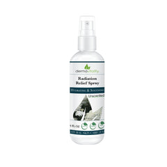 UltimateVitality Radiation Burn Relief Spray bottle front, unscented formula for sensitive, itchy skin relief.