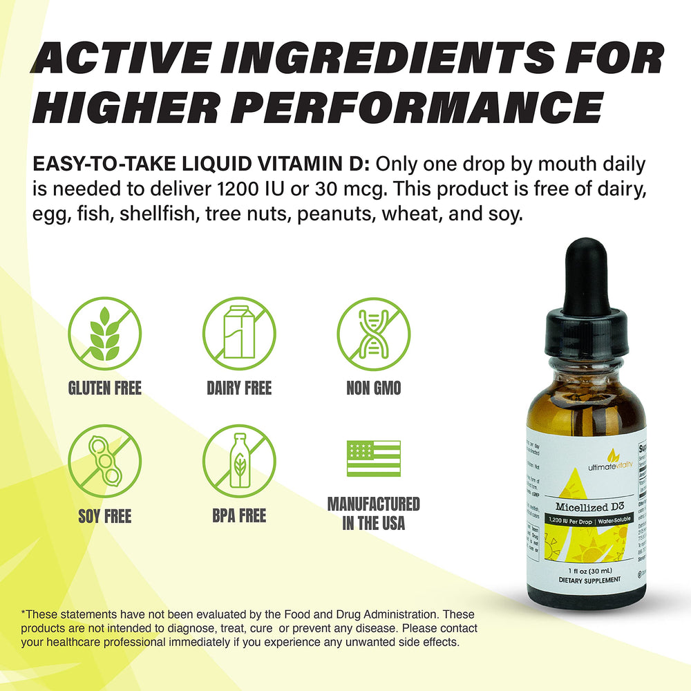 UltimateVitality D3 water-soluble micelles suggest enhanced absorption potential.