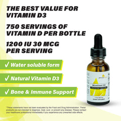 UltimateVitality micellized D3 liquid dropper highlights precise drops for controlled intake.