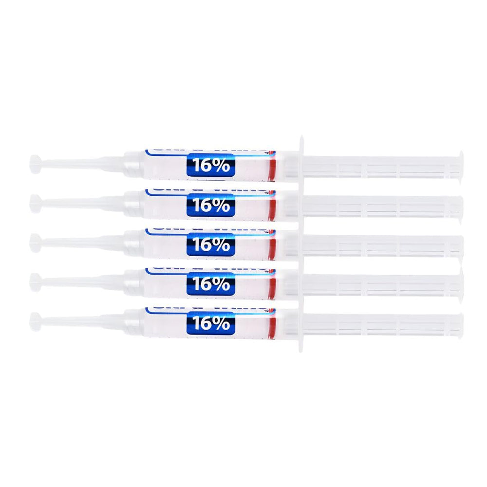 Ultra White 16% gel tubes in packaging ready for at-home whitening.