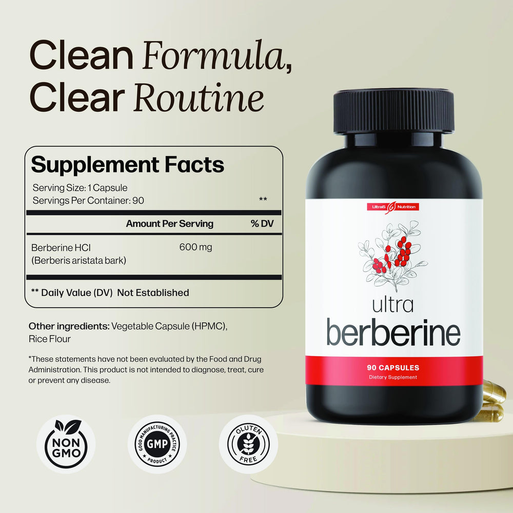 Ultra6 Berberine capsules on kitchen counter for easy daily routine.