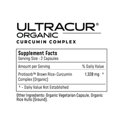 UltraCur Organic Turmeric Capsules bottle side view