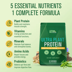 Ultraverixian vanilla protein powder bag displaying the multi-source plant protein blend
