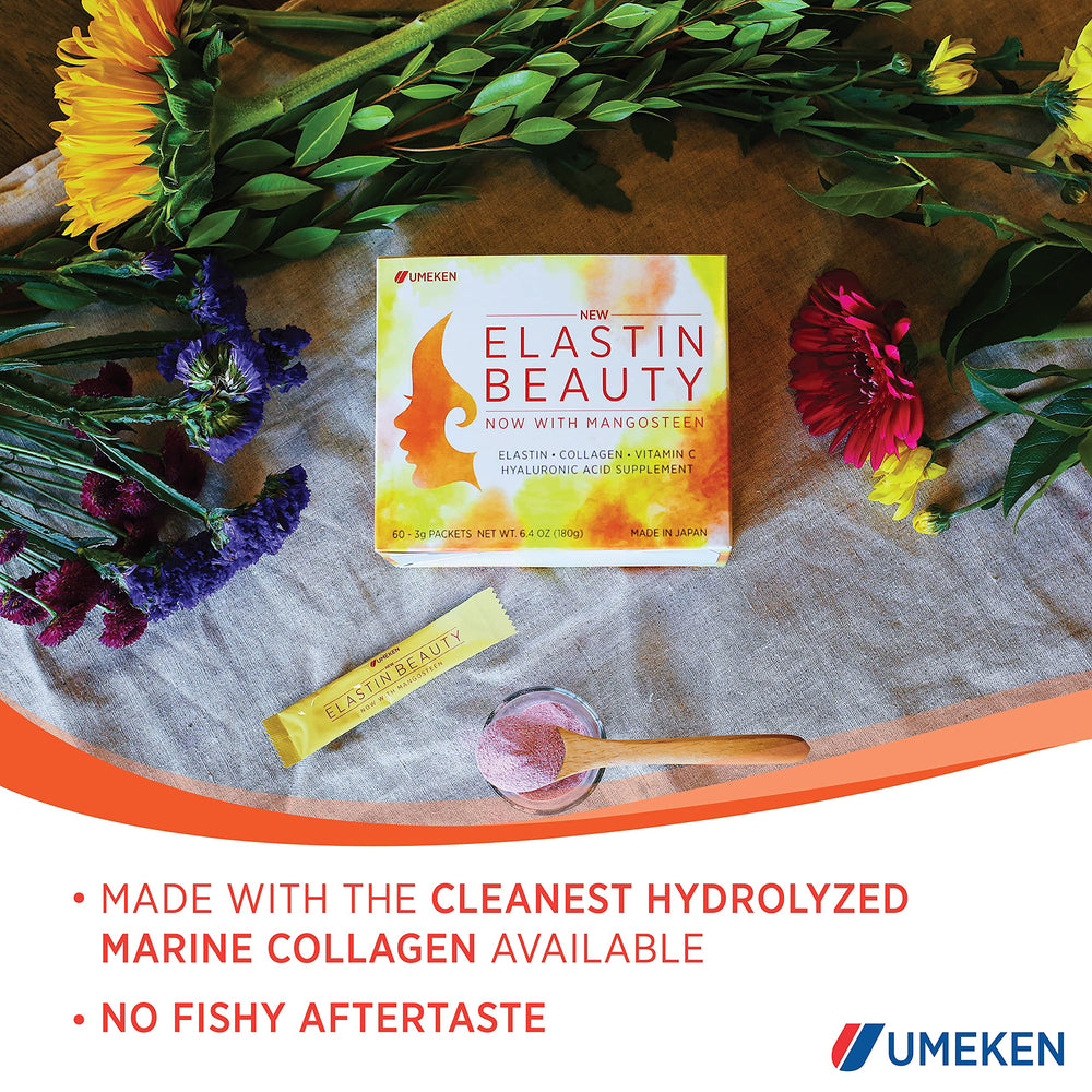 Umeken Elastin Beauty Powder dissolving in water demonstrates easy mix-in routine