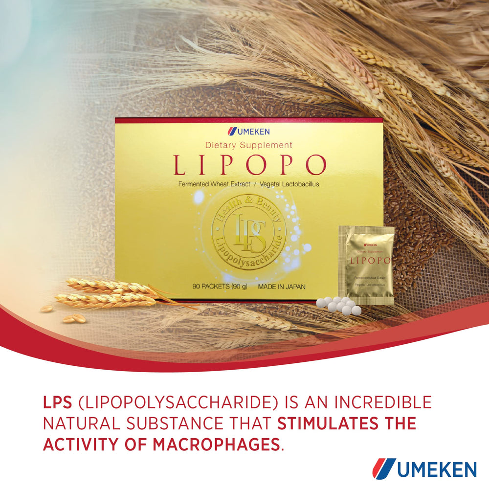 Umeken Lipopo ingredient panel featuring lipopolysaccharide for daily immune support.