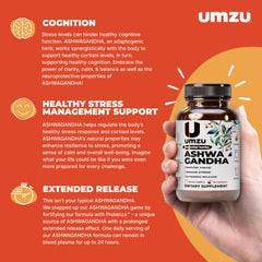 Close-up of UMZU Ashwagandha capsules for easy daily dosing.