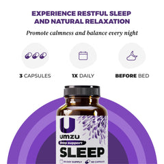 UMZU Sleep capsules poured to illustrate daily dose.