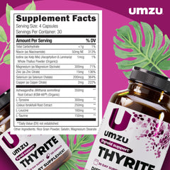 UMZU Thyrite capsules closeup demonstrates easy-to-swallow capsules