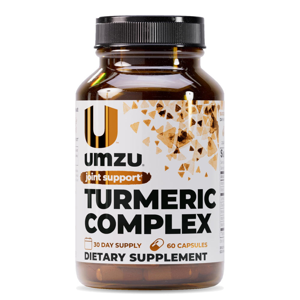 UMZU Turmeric Curcumin bottle front promotes a simple daily routine for joint comfort