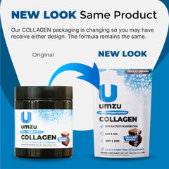 UMZU zuCollagen Chocolate product label highlights third-party tested quality.