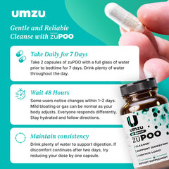 UMZU zuPOO ingredients featuring cascara sagrada and magnesium citrate.