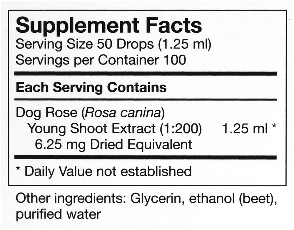 UNDA Gemmo Rosa Canina glass closeup shows premium packaging and clear labeling for easy use.