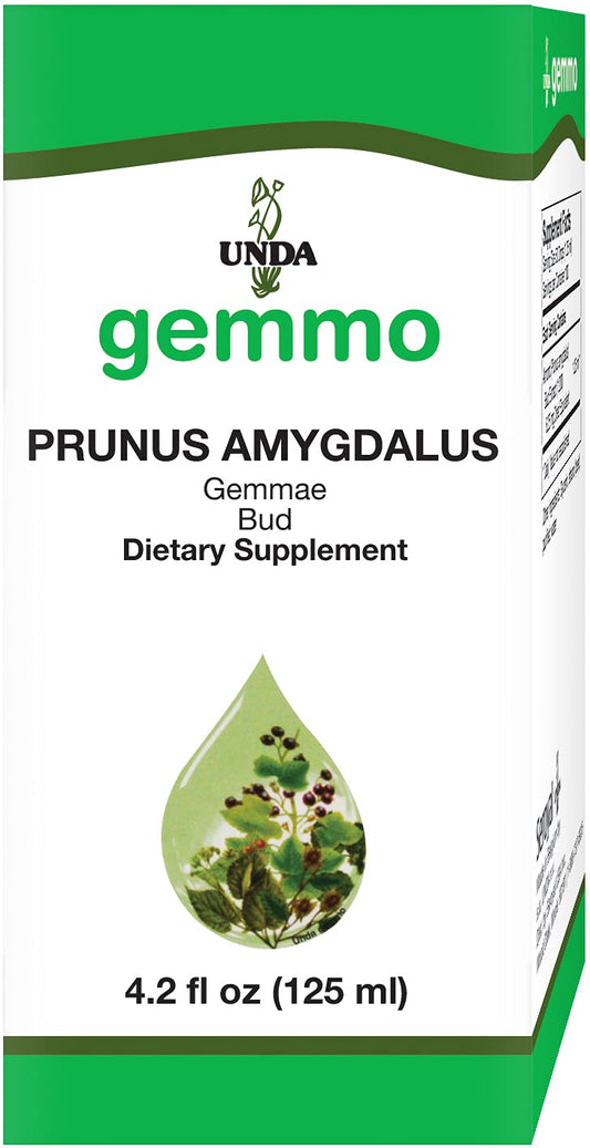 UNDA Gemmo Therapy almond buds bottle promotes gentle, plant-based wellness support.