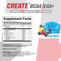 Undefined Nutrition Create BCAA/EAA+ scoop showing 2:1:1 balance for recovery support