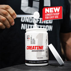 Front label of Undefined Nutrition Creatine Monohydrate highlighting 60 servings