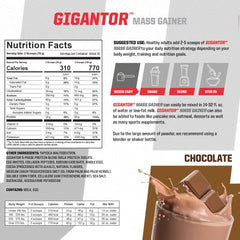Gigantor mass gainer serving cup ready to mix a calorie-dense shake