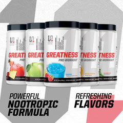 Undefined Nutrition Greatness Pre-Workout label closeup highlights ingredients and flavor