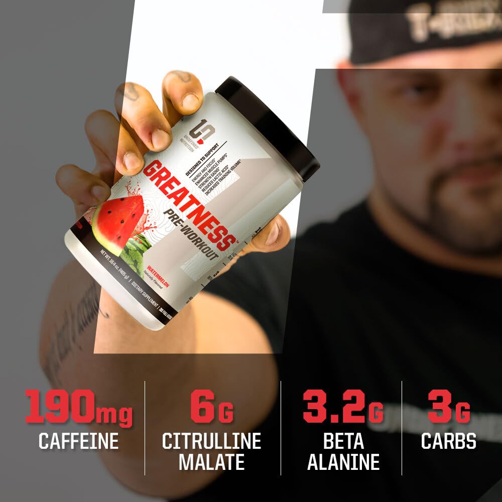 Undefined Nutrition Greatness Pre-Workout bottle being poured for quick mix and focus