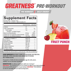 Undefined Nutrition Greatness Pre-Workout scoop shows precise serving for energy