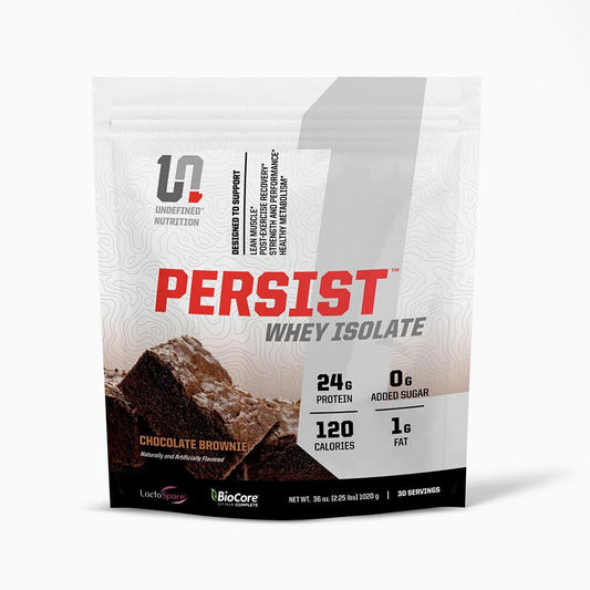 Undefined Nutrition Persist Whey Isolate pours smoothly for a post-workout shake that supports recovery.