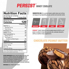 Persist Whey Isolate protein scoop showing 24g per serving