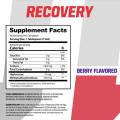 Undefined Nutrition Recovery bottle sideview highlights portable, on-the-go recovery.