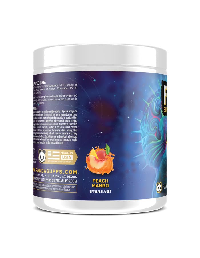 Underground Bio Labs Peach Mango Focus label hints at smooth energy.