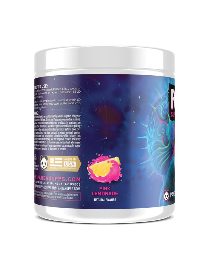 Underground Bio Labs Panda Supps Focus taste shot reveals pink lemonade flavor uplift.